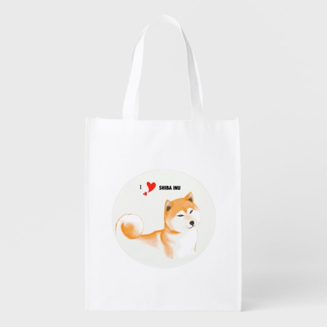 Re-usable stock market Shiba inu Grocery Bag (Front)