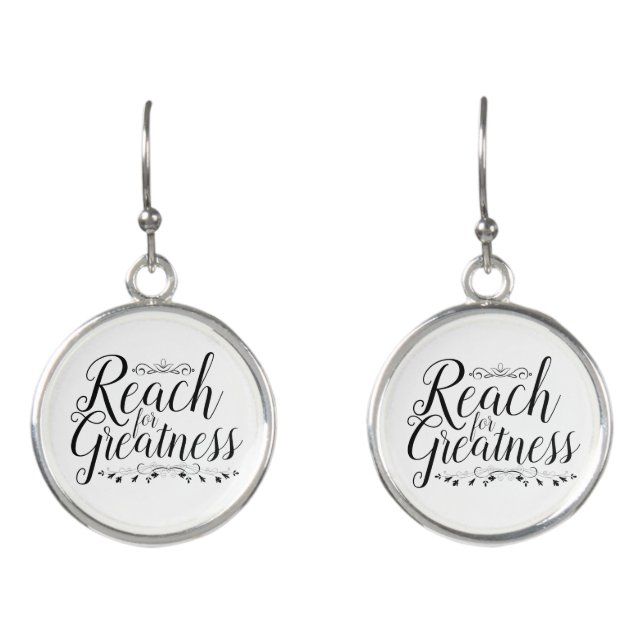 Reach for Greatness Calligraphy Earrings (Front)