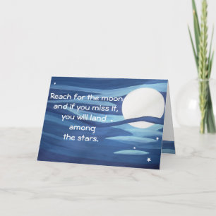 Reach for the Moon Stars Art Quote Inspiration Card