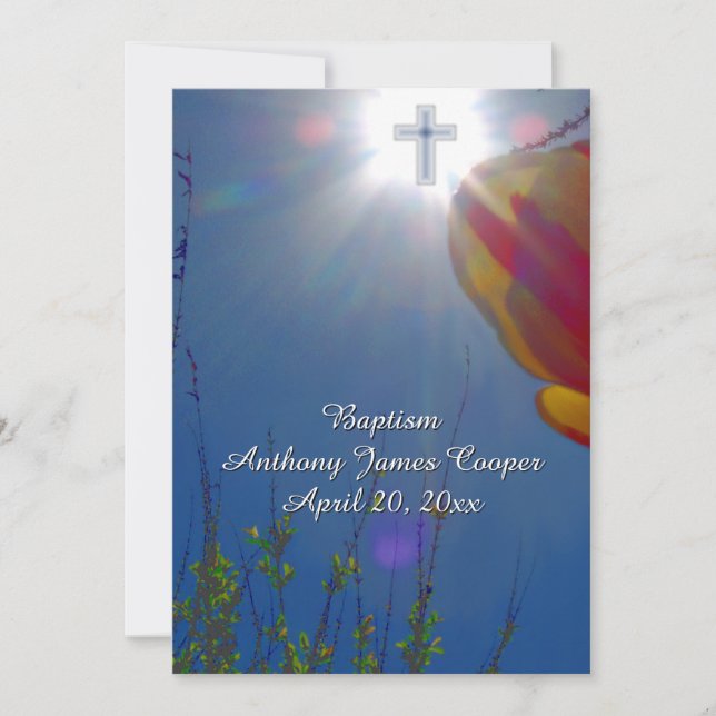 Reach for the Sky BABY BOY BAPTISM CHRISTENING Invitation (Front)