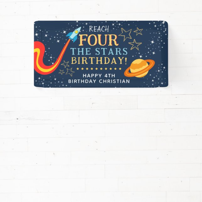 Reach For The Stars 4th Birthday Banner (Insitu)