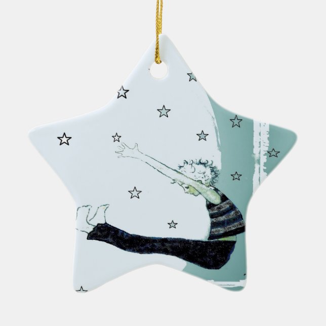 Reach for the Stars and the Moon Star Ceramic Ornament (Front)