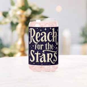 Reach for the Stars Celestial Typography Art Can Glass