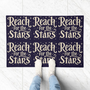 Reach for the Stars Celestial Typography Art Doormat