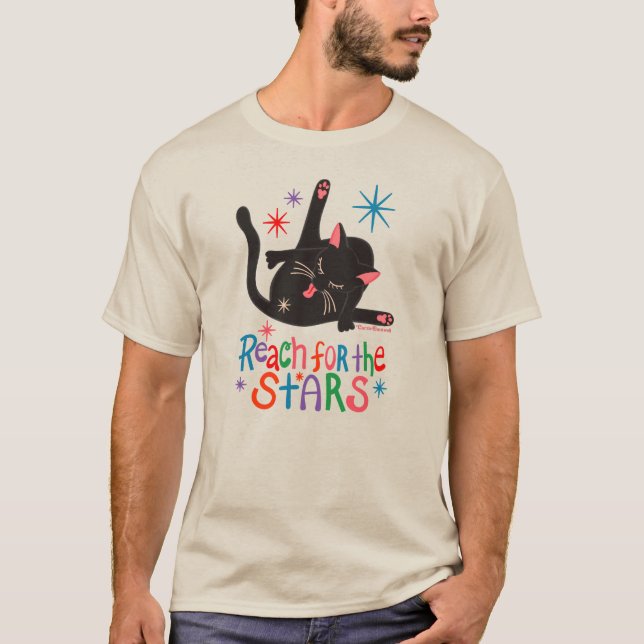 Reach for the Stars - Funny Cat Butt Pun T-Shirt (Front)