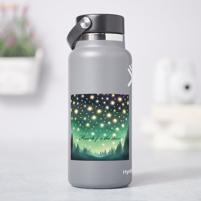Reach for the Stars - Green shades Starry Night Sticker (HydroFlask)