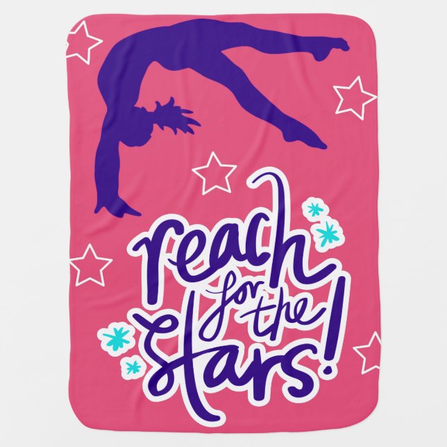 Reach for the Stars Gymnastics Tumbling  Baby Blanket (Front)