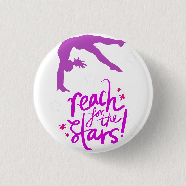 Reach for the Stars Gymnastics Tumbling  Button (Front)