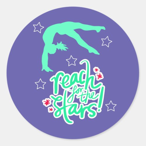 Reach for the Stars Gymnastics Tumbling  Classic Round Sticker