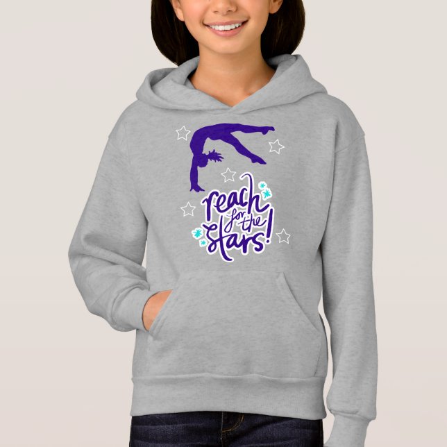 Reach for the Stars Gymnastics Tumbling   Hoodie (Front)