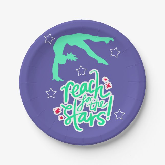 Reach for the Stars Gymnastics Tumbling   Paper Plates (Front)