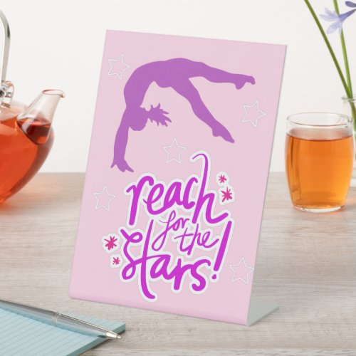 Reach for the Stars Gymnastics Tumbling  Pedestal Sign