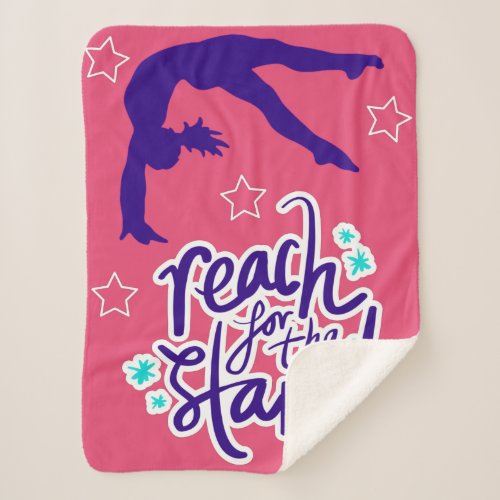 Reach for the Stars Gymnastics Tumbling   Sherpa Blanket