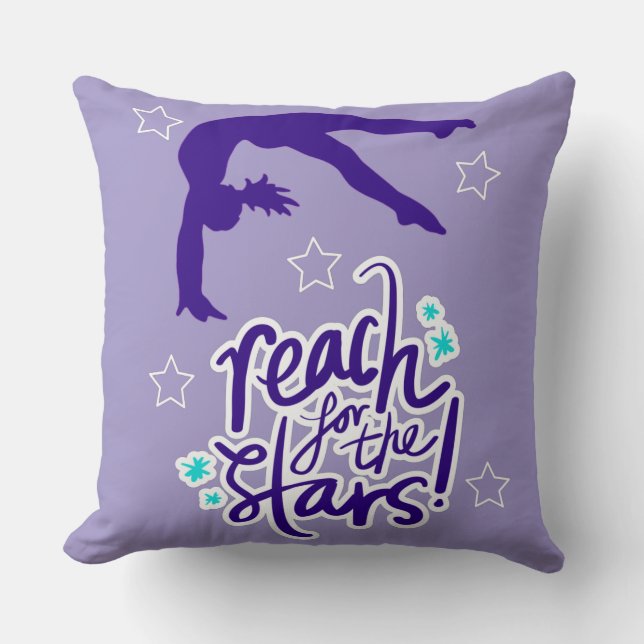 Reach for the Stars Gymnastics Tumbling  Throw Pillow (Front)