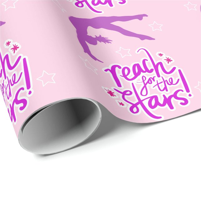Reach for the Stars Gymnastics Tumbling   Wrapping Paper (Roll Corner)