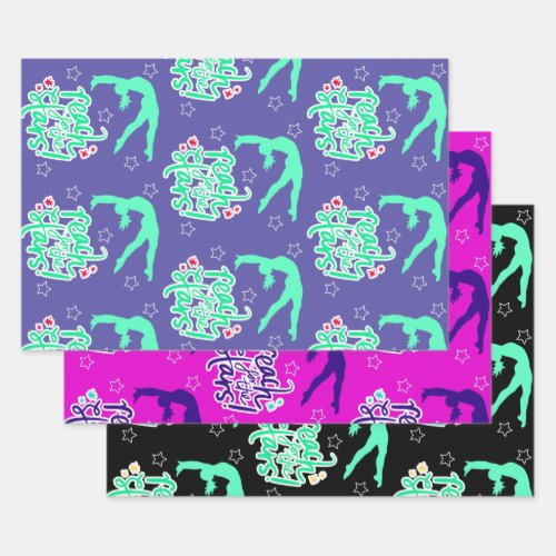 Reach for the Stars Gymnastics Tumbling  Wrapping Paper Sheets