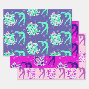 Reach for the Stars Gymnastics Tumbling  Wrapping  Paper Sheets
