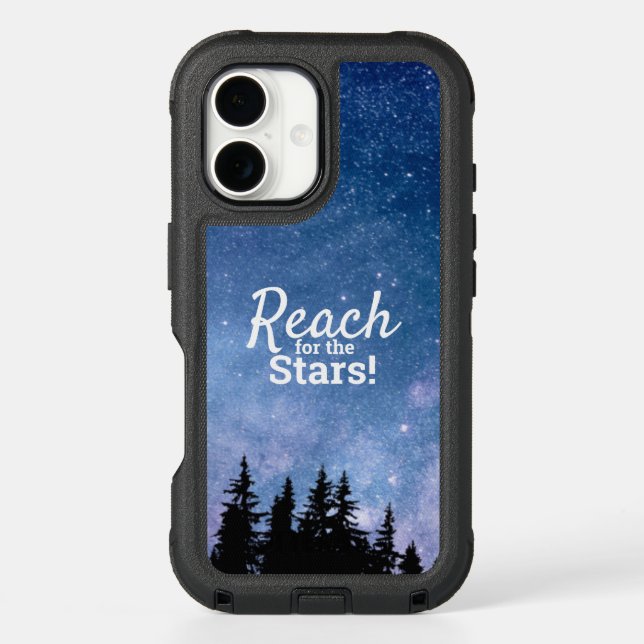 Reach For the Stars Motivational Quote Starry Sky Otterbox iPhone Case (Back)