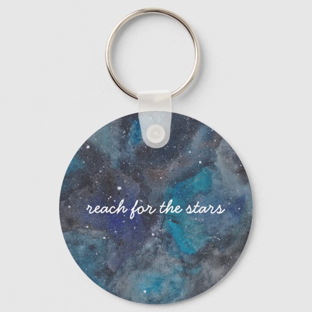 Reach For The Stars Space Inspirational Script Keychain (Front)