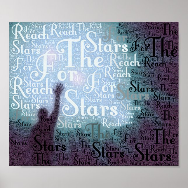 Reach For The Stars Typographic Words Poster (Front)