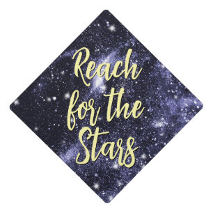 Reach for the stars Violet purple black galaxy Graduation Cap Topper