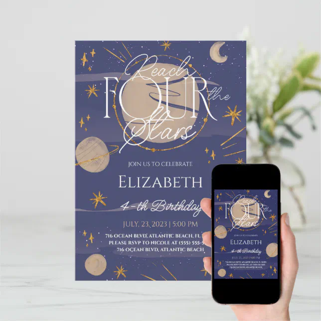 Reach Four The Stars Birthday Invitation | Zazzle