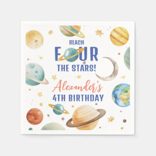 Reach Four The Stars Boy Galaxy 4th Birthday Party Napkins