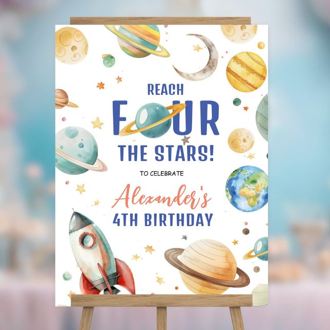 Reach Four The Stars Galaxy 4th Birthday Welcome Foam Board (Creator Uploaded)