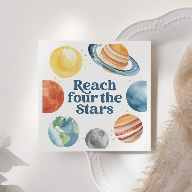 Reach Four the Stars Outer Space 4th Birthday Napkins (Creator Uploaded)