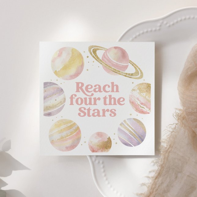 Reach Four the Stars Outer Space 4th Birthday Napkins (Creator Uploaded)