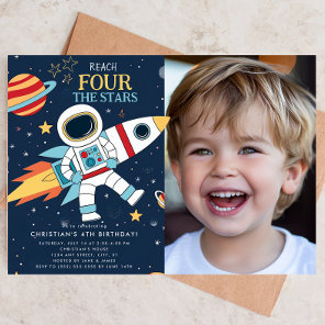 Reach Four The Stars Space 4th Birthday Invitation