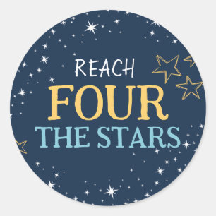 Reach Four The Stars Space Birthday Classic Round Sticker