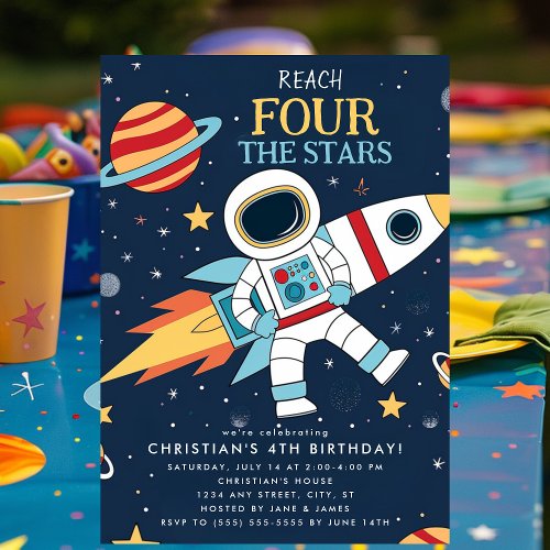 Reach Four The Stars Space Birthday Invitation