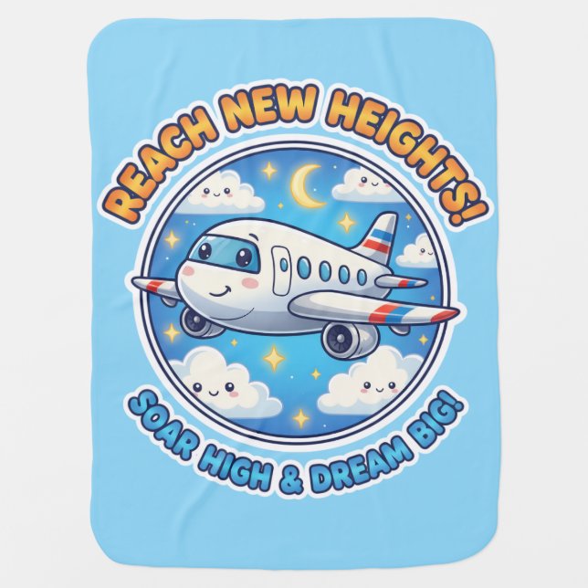 Reach New Heights! Airplane Baby Blanket (Front)