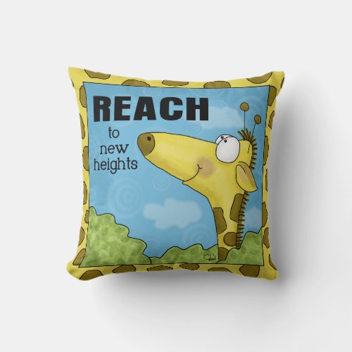 Reach to New Heights Giraffe Throw Pillow