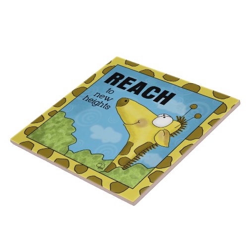 Reach to New Heights Giraffe Tile