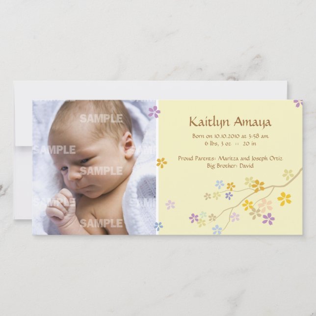 Reaching Branch Baby (Lemon) Announcement (Front)