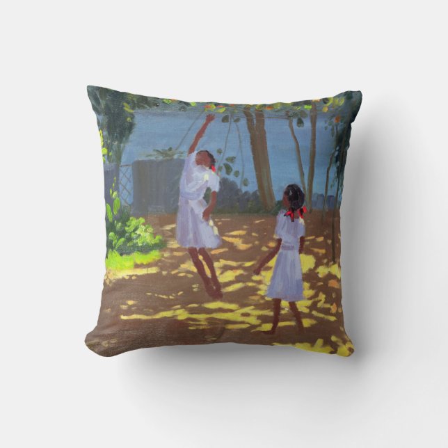 Reaching for Oranges Bentota Sri Lanka 1998 Throw Pillow (Front)