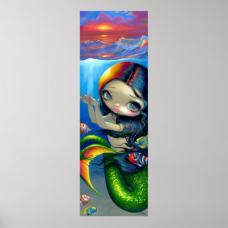 Reaching For Sunset ART PRINT big eyed mermaid