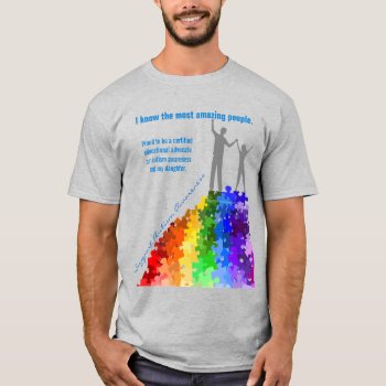 Reaching New Heights In Autism Support  Man & Girl T-shirt by NightOwlsMenagerie at Zazzle