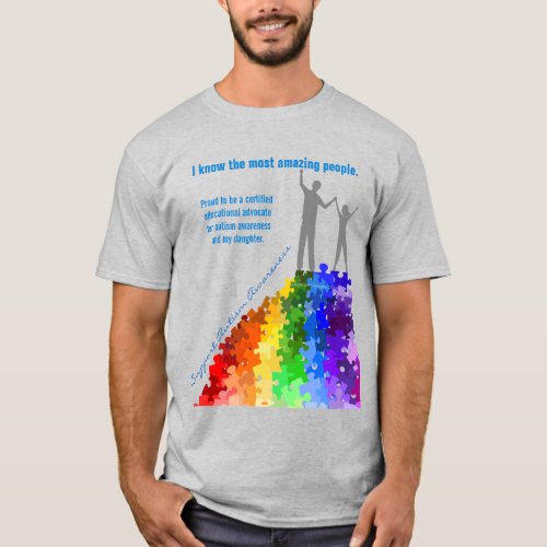 Reaching New Heights In Autism Support Man  Girl T_Shirt