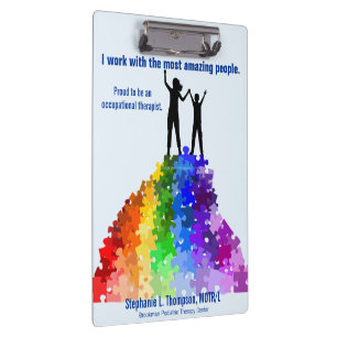 Reaching New Heights In Autism Support Woman & Boy Clipboard