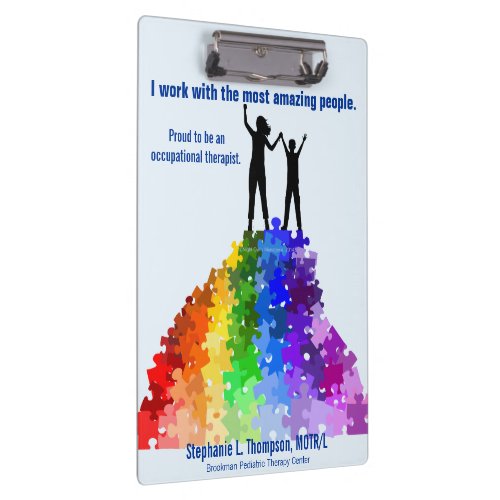 Reaching New Heights In Autism Support Woman  Boy Clipboard