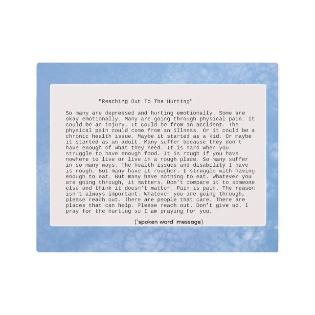 Reaching Out To The Hurting With Photo Background Metal Print (Front)