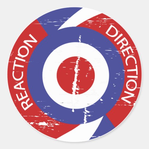 Reaction direction retro mod targets classic round sticker