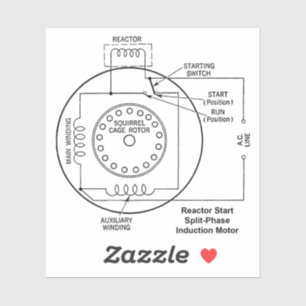Reactor Start Split-Phase Induction Motor Diagram Sticker
