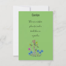 Read a book in a garden, personalised book mark