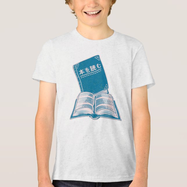 Read a book kanji Japanese text Tri-Blend Shirt (Front)