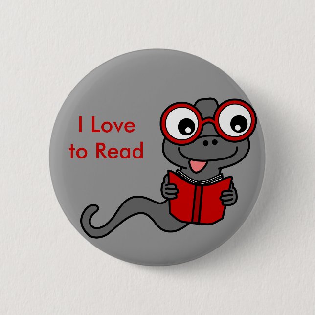 Read a Book Month: I Love Reading Pinback Button (Front)