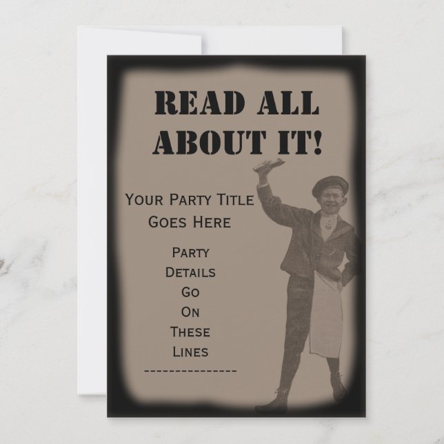READ ALL ABOUT IT! Newspaper Headline Party Invite (Front)